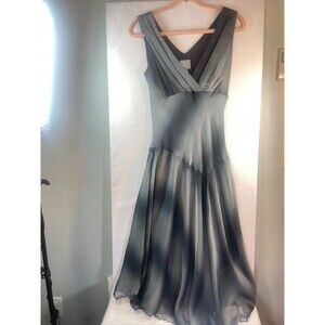 RABBIT RABBIT RABBIT DESIGNS SZ 6 VNECK GRAY V BACK SLEEVELESS SHEER LINED DDESS